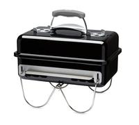 Weber Go-Anywhere Barbacoa de carbón, superficie de la parrilla 42 x 26 cm, barbacoa portátil ligera, barbacoa de mesa con tapa y cuba esmaltados en porcelana, patas plegables - Negro (1131004)