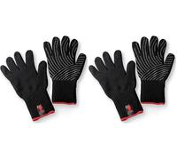 Weber Guantes Premium para Barbacoa, Talla L/XL, 1 par, de Mezcla de Tejido Kevlar, Negros con Puntas de Silicona, protección contra temperaturas Muy Altas - Negro (6670) (Paquete de 2)