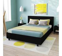 WEBER INDUSTRIES 035116 Atlanta Cama contemporánea con somier de Poliuretano, Color Negro, Poliuretano, Negro, 140 x 190 cm