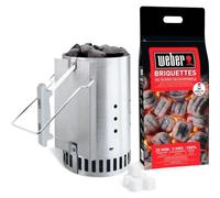 Chimenea encendido + briquetas + pastillas en set weber