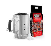 Chimenea encendido + briquetas + pastillas en set weber