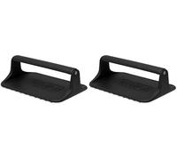 Weber Prensa para Plancha, ideal para smashburgers, de hierro fundido, con diseño ondulado que evita que se peguen los alimentos - Negro (6785) (Paquete de 2)