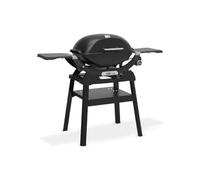 Weber Q 2200N barbacoa de gas con estantes laterales y soporte compacto/parrilla para terrazas y balcones, con quemadores de alto rendimiento, rejillas de hierro fundido esmaltado, negro medianoche
