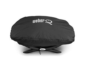 Weber Q1000/100 - Cubierta prémium para Barbacoa, Color Negro, Resistente al Agua y a los Rayos UV, Compatible con Las barbacoas de Gas Baby Q - Accesorios para barbacoas