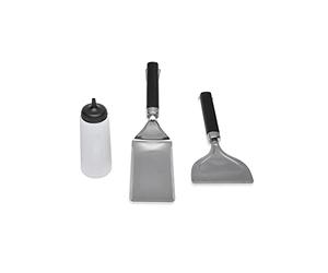 Weber Set de Accesorios para Plancha, 3 Piezas, Contiene una espátula para Plancha, un rascador de Acero Inoxidable y una Botella de plástico, Todas Las planchas (6777)