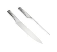 Weber Set de cubiertos Deluxe, consta de cuchillo para trinchar (hoja de 24cm) y tenedor, de acero inoxidable alemán de alta calidad, monobloque, mangos ergonómicos - Plata (17074)