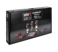 Weber Set Limpieza barbacoas de carbón: Cepillo de Parrilla 30cm, Limpiador de Parrilla 300ml, Limpiador de Esmalte 300ml, Spray Antiadherente 200ml, paño de Microfibra, esponjas de Limpieza (18285)