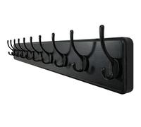 WEBI Percheros Pared Madera,10 Ganchos,98cm Largo Colgador Pared,Percha Pared,Colgadores Pared,5 Ganchos Para Abrigos,Chaqueta,Negro