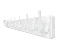 WEBI Percheros Pared Madera,10 Ganchos,98cm Largo Colgador Pared,Percha Pared,Colgadores Pared,5 Ganchos Para Abrigos,Chaqueta,Blanco