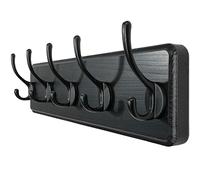 WEBI Percheros Pared Madera,44cm Colgador Pared,Percha Pared,Colgadores Pared,5 Ganchos Para Abrigos,Chaqueta,Negro