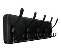 WEBI Percheros Pared Madera,5 Ganchos Triples Colgador Pared,Percha Pared,Colgadores Pared,Ganchos Para Abrigos,Chaqueta,Negro