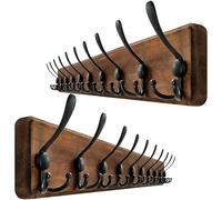 WEBI Percheros Pared Madera,98cm Largo Colgador Pared,10 Ganchos Triples,Percha Pared,Colgadores Pared,Ganchos Para Abrigos,Chaqueta,Marrón,Paquete de 2