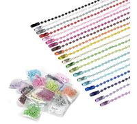WeBirth Llaveros de cadena de bolas, 100 piezas, coloridos, 20 colores, 5 piezas cada uno en un práctico paquete dividido, no requiere clasificación de complicaciones, elige entre variaciones, gran