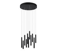 webmarketpoint Suspensión Moderna Tubular 11 Tubos Led Negro Ø40 cm Trio Lighting
