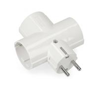 WEBMATEL Adaptador Triple Lateral 3 Tomas Europeo | Ladrón Triple Enchufe con Toma de Tierra | Enchufe Schuko Compacto | Protección Infantil | 2P+T | 16A | 250V | Blanco