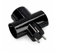 WEBMATEL Adaptador Triple Lateral (3 Tomas Schuko) con Toma de Tierra Negro 2P+T 16A 250V