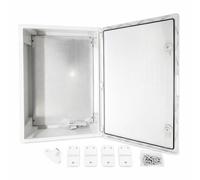 WEBMATEL Armario Eléctrico Estanco 600x400x200 IP65 IK08 ABS con Puerta Opaca Gris y Placa de Montaje Galvanizada Incluida