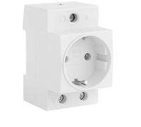 WEBMATEL Base Enchufe Schuko 2P+T 16A | Enchufe Modular Schuko Blanco | Montaje en carril DIN | Toma de corriente |