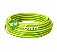WEBMATEL Cable Eléctrico Flexible 6 mm² | Rollo de 10 Metros | Cable Unipolar H07Z1-K Libre de Halógenos | Amarillo-Verde | Sección 6 mm² | Hilo Conductor de Cobre |