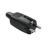WEBMATEL Clavija Enchufe Schuko Macho 4,8mm I Conector Eléctrico PVC de goma I TT I 16A I 250V I Negro