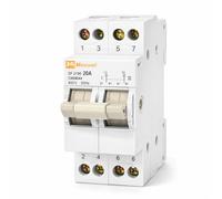 WEBMATEL Conmutador Modular de Maniobra 2 Polos 20A | Interruptor Seccionador de Transferencia Manual de Doble Potencia AC | 230V | Montaje en carril DIN | 3 Posiciones 1-0-2
