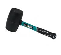 WEBMATEL Mazo de Goma Negro 680g 24oz ⌀=65mm - Martillo de Goma Dura con Mango de Fibra de Vidrio