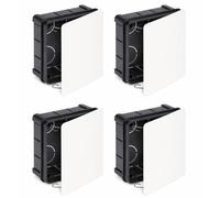 WEBMATEL Pack 4 unidades Caja registro empotrar 100x100x45 | Tapa con garras metálicas | Caja empotrar para Cuadro Eléctrico 100x100 | 12 entradas para tubo Ø25 mm