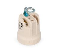 WEBMATEL Portalámparas Porcelana Cerámico Casquillo E27 con Anilla Metálica para Fijación | Portalámparas Vintage | Blanco |
