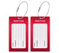 WeBravery Etiquetas de equipaje de metal para maleta, identificación de bolsa de viaje, etiqueta de equipaje (rojo, 2 unidades)