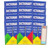 Websters - Diccionario de español a inglés 2025 para estudiantes, niños, adultos, juego de diccionario de aula con 12 mini diccionarios de español para bibliotecas, aulas | Libro de referencia