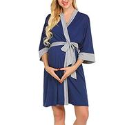 Webuyii Bata de Lactancia 3 en 1 para el Parto, Camisón para Hospital, Albornoz, Azul, M