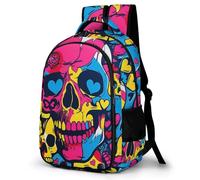 WECECE Bolsa Escolar Colorido Calavera Niño 6-10 Años Mochila Primaria Esqueleto Niña Colegio Curso 1-3 Mochila de Escuela, Daypack Cómoda Impermeable para Uso Diario y Paseo