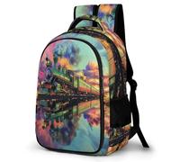 WECECE Bolsa Escolar Colorido Tren Niño 7-11 Años Mochila Primaria Ferrocarril Niña Colegio Curso 3-5 Mochila de Escuela, School Bag Práctica Duradera para Vuelta al Cole y Regalo