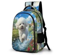 WECECE Bolsa Escolar Kawaii Bichón Frisé Niño 8-12 Años Mochila Primaria Lindo Perro Niña Escolares Curso 4-6 Mochila de Escuela, Daypack Ligera Resistente para Senderismo y Salidas