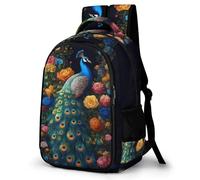 WECECE Bolsa Escolar Pavo Real Niño 6-9 Años Mochila Primaria Animal Pavo Real Niña Curso 1-4 Mochila de Escuela, Bookbag Cómoda Impermeable para Excursión Escolar Clases y Salidas