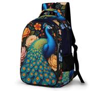 WECECE Bolsa Escolar Pavo Real Niño 7-12 Años Mochila Primaria Animal Pavo Real Niña Primaria y Colegio Mochila de Escuela, School Bag Grande Ajustable para Clases y Actividades