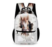 WECECE Caballo Mochila Para El Colegio Estudiantes Infantil Mochila Escolar Animal 3D Caballo Personalizada Para Alumnos De Primaria, Impermeable Y Resistente Al Desgaste