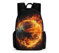 WECECE Cool Baloncesto en Llamas Mochilas Escolares Mochilas Bolsas Para Niños Regalos, Mochila Escolar Para Niños Y Niñas, Mochila De Viaje Informal