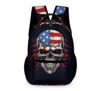 WECECE Esqueleto Bandera Americana Bolsas De Estudiante Mochila De Viaje, Mochilas De Cráneo, Mochila Impermeable Para Deportes Al Aire Libre Mochilas Escolar Casual