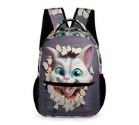 WECECE Gato Bolsas De Estudiante Mochila De Viaje, Mochilas De Gatito Tema 3D, Mochila Impermeable Para Deportes Al Aire Libre Mochilas Escolar Casual