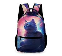 WECECE Gato Galaxia Bolsas De Estudiante Mochila De Viaje, Mochilas Infantil Impermeable Para Deportes Al Aire Libre Mochila Gatito Casual Mochilas Escolar