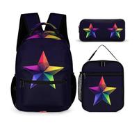 WECECE Juego de Mochila Estampado de Pentagrama Niñas con Lonchera Térmica y Estuche, Mochila Escolar Niño Grado 1-3 para Primaria y Regalo Vuelta al Cole