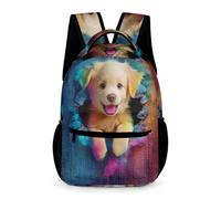 WECECE Mochila 3D Lindo Cachorro Niño Niña 11 Años Bolsa Escolar Animal Perro Curso 6 Estudiantes Mochila de Colegio Ligera 43x32x15 cm para Regalo de Cumpleaños