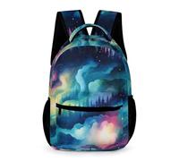 WECECE Mochila Acuarela Chicos Chicas 7-10 Años Mochila Escolar Aurora Curso 2-5 Estudiantes Bolsa de Colegio Impermeable 43x32x15 cm para Actividades Diarias Libros y Cuadernos