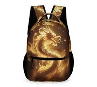 WECECE Mochila Arte Chino Dragón Curso 2-5 Niños y Niñas Mochila Colegio Dragón 5 Curso 6-12 Años Bolsa de Escuela Libros Cuadernos Bolsillo Frontal Bolsillos Laterales Paseo Viaje Colegio