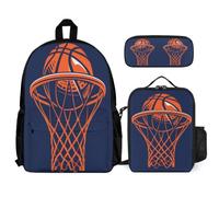 WECECE Mochila Baloncesto Escolar Adolescente con Bolsa de Almuerzo y Estuche, Mochilas Escolares Niñas 8-13 Años para Tiempo Libre