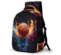 WECECE Mochila Basket Ball Design Colegio Niña 6-10 Años Mochila Escolar Primaria Ligera con Fire Motif para La Escuela, Viajes y El Día a Día