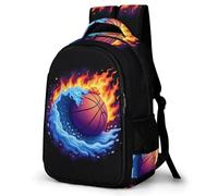 WECECE Mochila Basket Ball Fire Escolar Niño, Mochilas Adolescente Chica, Mochila Escolar Niña a Partir De 5° Grado, Mochilas Casual con Basketball, para Escuela Primaria y Secundaria