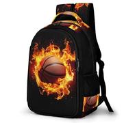 WECECE Mochila Basketball Infantil para Niño Niña Primaria Mochila Escolar con Fire Pattern Mochilas, Colegio Viaje Guardería para 7-15 Años