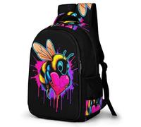 WECECE Mochila Bee Colegio Niño 8-12 Años-Mochila Escolar Primaria Infantil Ligera con Corazón Shape Motif para La Escuela, Viajes y El Día a Día